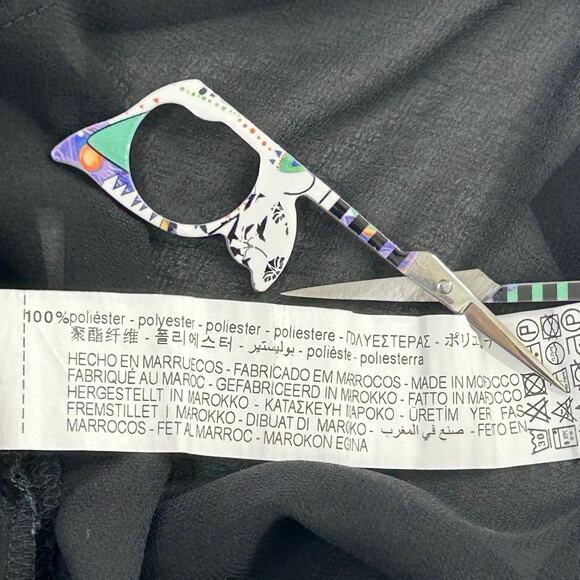 Zara Camisole Ruffle Top Chiffon V-Neck Black - Picture 6 of 6